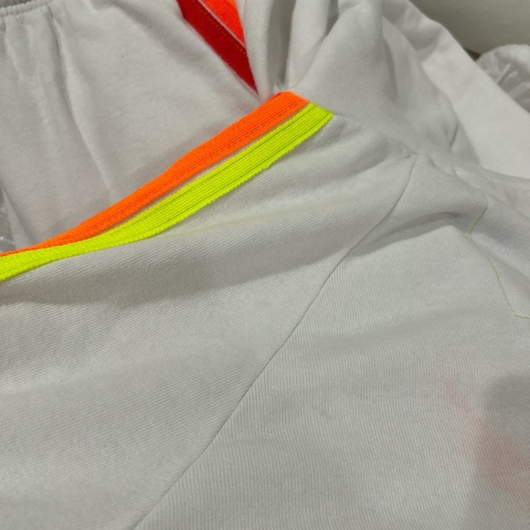 Aviator nation white sweatpant and zip up hoodie set with neon stripes - Picture 8 of 8